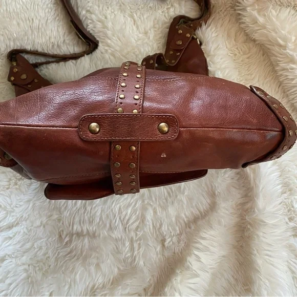 - Kooba Brown Leather Shoulder Bag with Brass Rivets - Picture 4 of 11